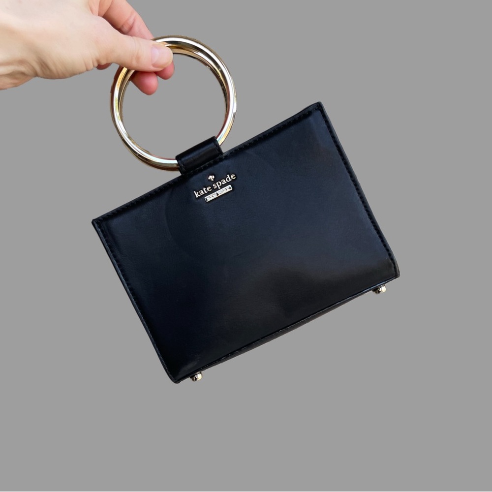 KATE SPADE Black Leather Mini Sam Bag w/ Round Handles & Detachable Chain Strap - Picture 3 of 14